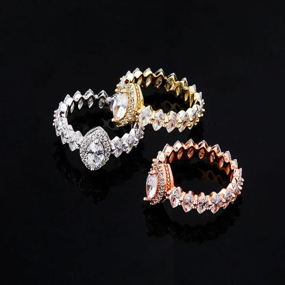 Women's Iced Out Oval Crown Ring | Royal Tiara Motif Pave Band | Caratix