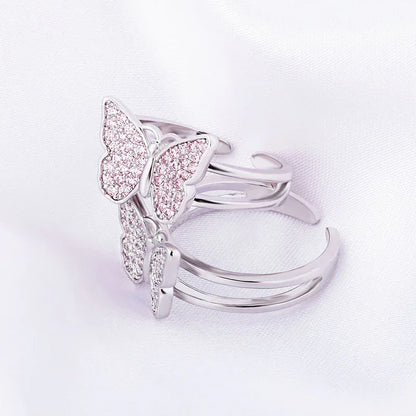 Luxury Micro-Pave Butterfly Motif Ring - Dainty Open-Size Jewelry | Caratix