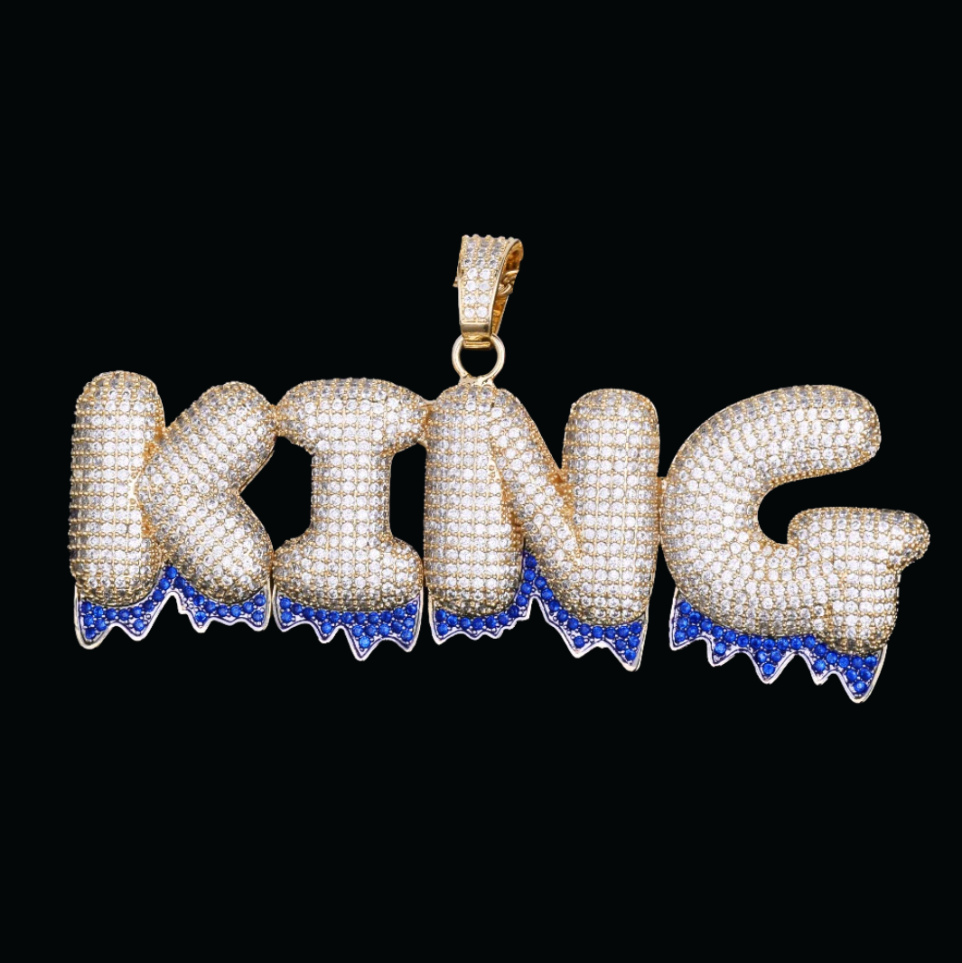 Collar con colgante personalizado con nombre personalizado y acabado azul helado