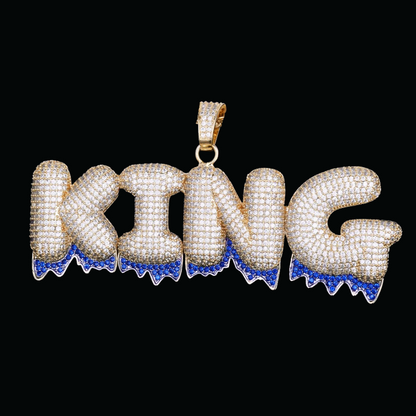 Collar con colgante personalizado con nombre personalizado y acabado azul helado