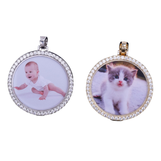 Round Tennis-Style Custom Photo Pendant Necklace – Iced Out Hip Hop Jewelry