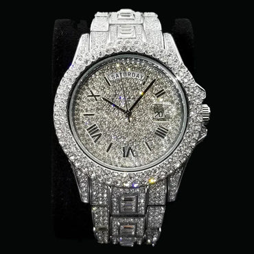 Day Date Roman Numerals VVS Iced Out Watch – Luxury Hip Hop Style - CaratixJewelry