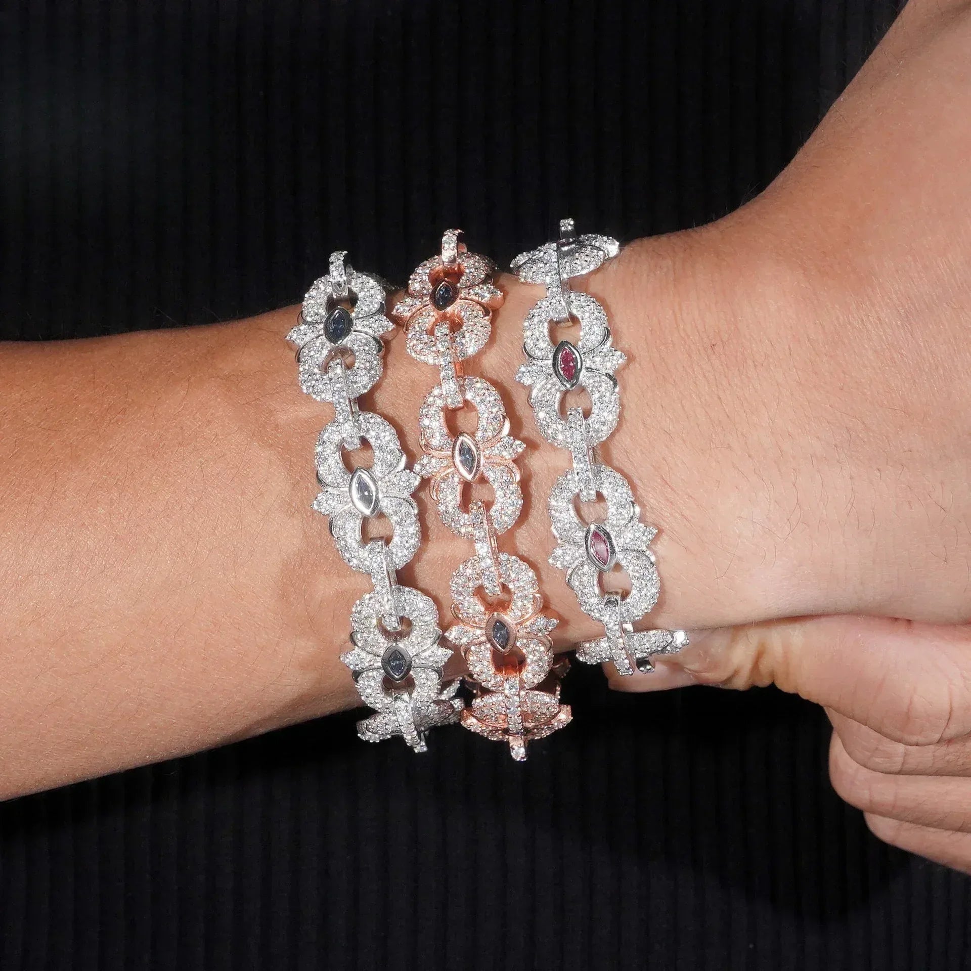 13mm Four-Leaf Clover Moissanite Cuban Link Bracelet – S925 Sterling Silver Iced-Out Hip Hop Streetwear Jewelry - CaratixJewelry