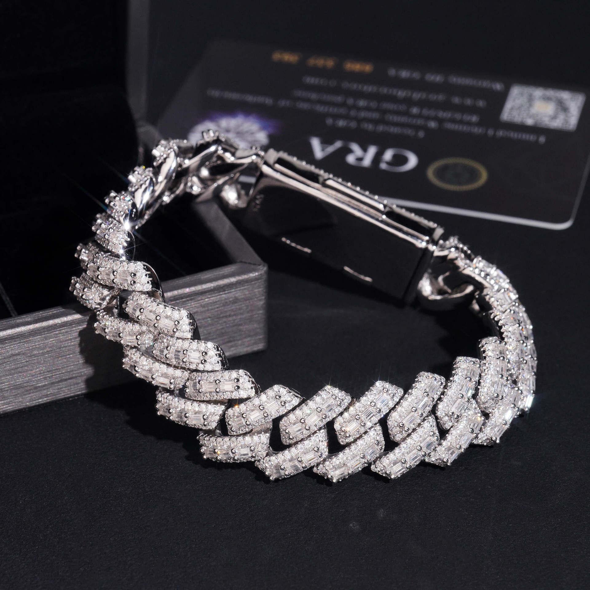 16mm Moissanite Cuban Link Chain – S925 Sterling Silver Iced-Out Hip Hop Streetwear Necklace - CaratixJewelry