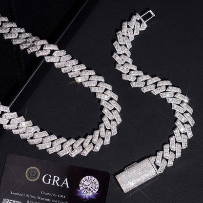16mm Moissanite Cuban Link Chain – S925 Sterling Silver Iced-Out Hip Hop Streetwear Necklace - CaratixJewelry
