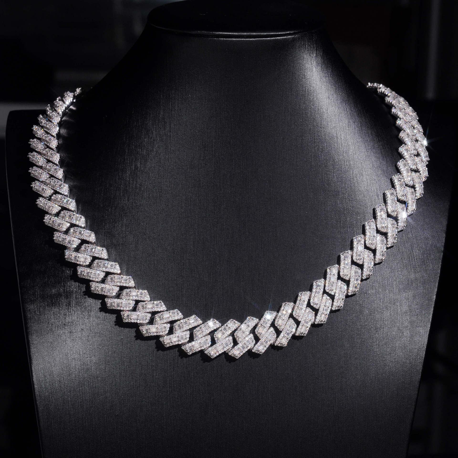 16mm Moissanite Cuban Link Chain – S925 Sterling Silver Iced-Out Hip Hop Streetwear Necklace - CaratixJewelry