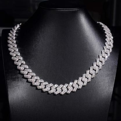 16mm Moissanite Cuban Link Chain – S925 Sterling Silver Iced-Out Hip Hop Streetwear Necklace - CaratixJewelry