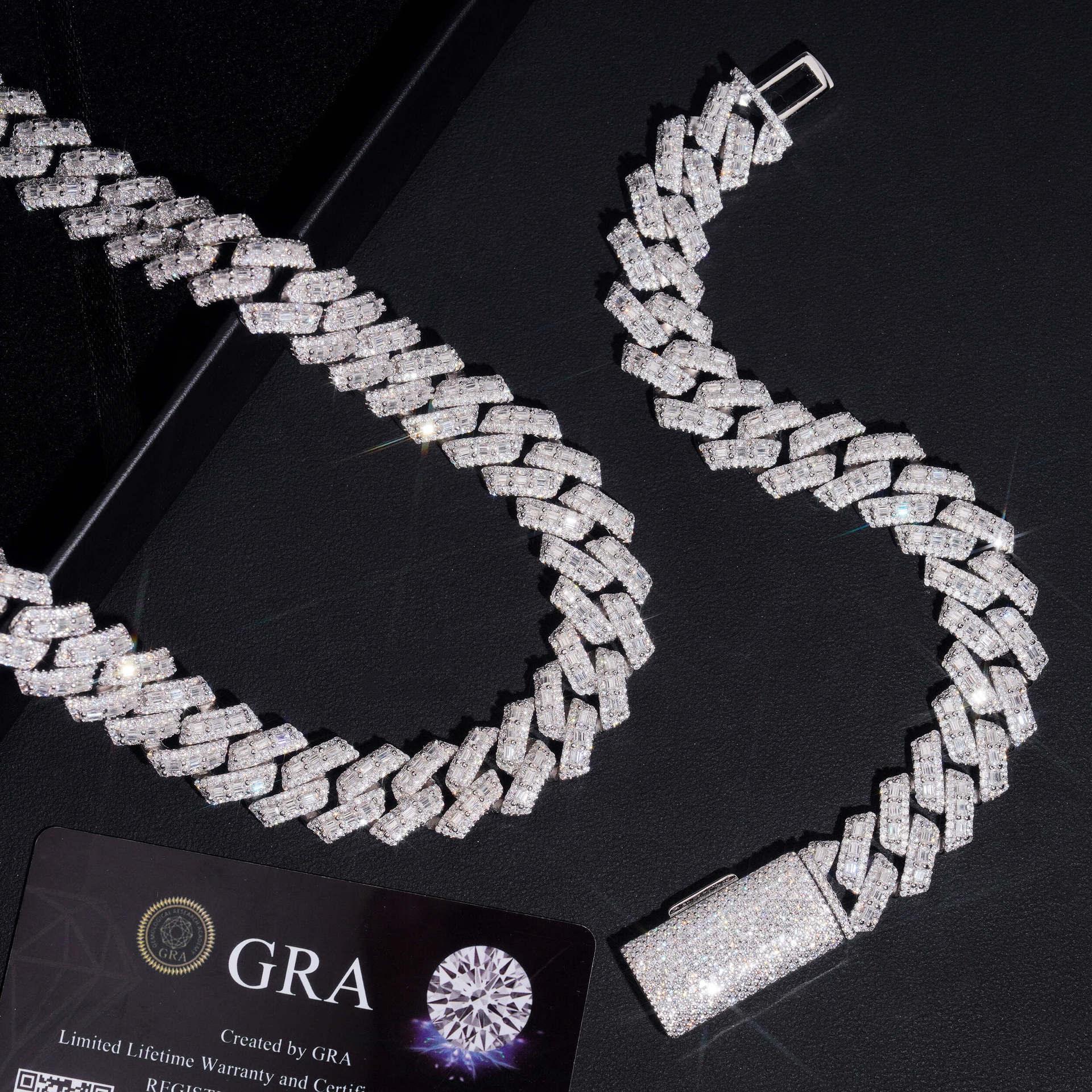 16mm Moissanite Cuban Link Chain – S925 Sterling Silver Iced-Out Hip Hop Streetwear Necklace - CaratixJewelry