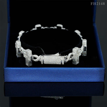 16mm Moissanite Cuban Link Chain with Cross Pendant – S925 Sterling Silver Iced-Out Hip Hop Necklace - CaratixJewelry