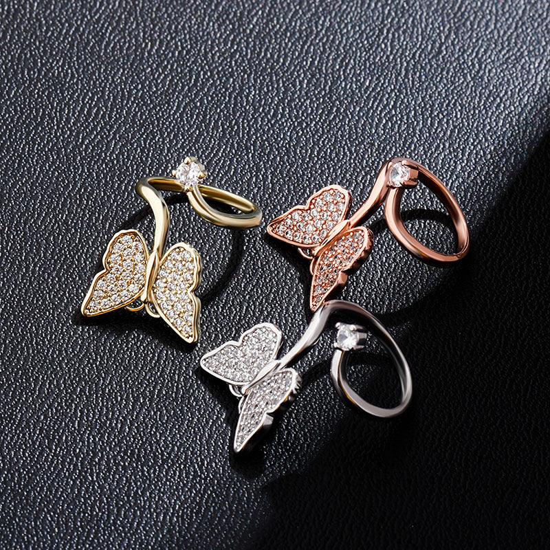 Adjustable Butterfly Nail Ring | Fingertip Jewelry for Women | Caratix