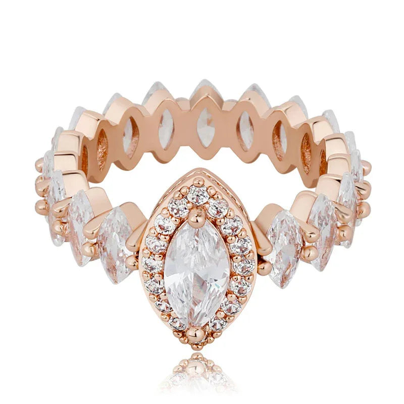 Women's Iced Out Oval Crown Ring | Royal Tiara Motif Pave Band | Caratix