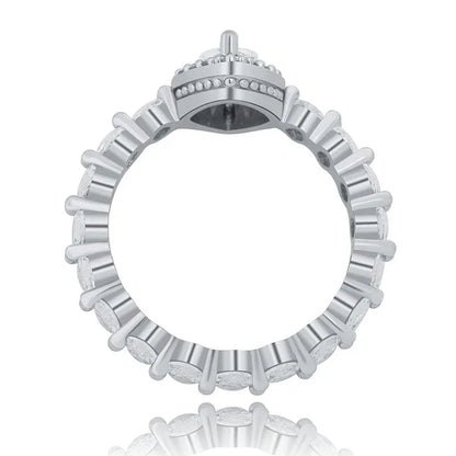 Women's Iced Out Oval Crown Ring | Royal Tiara Motif Pave Band | Caratix