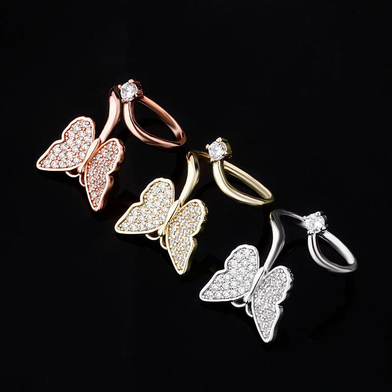 Adjustable Butterfly Nail Ring | Fingertip Jewelry for Women | Caratix