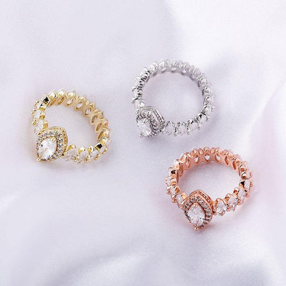 Women's Iced Out Oval Crown Ring | Royal Tiara Motif Pave Band | Caratix