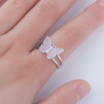 Luxury Micro-Pave Butterfly Motif Ring - Dainty Open-Size Jewelry | Caratix