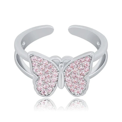 Luxury Micro-Pave Butterfly Motif Ring - Dainty Open-Size Jewelry | Caratix