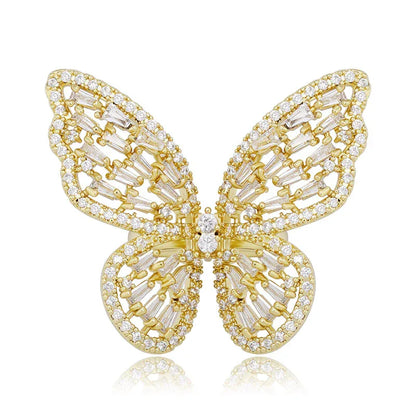 Iced Out Butterfly Open Ring | Adjustable Butterfly Motif Band | Caratix