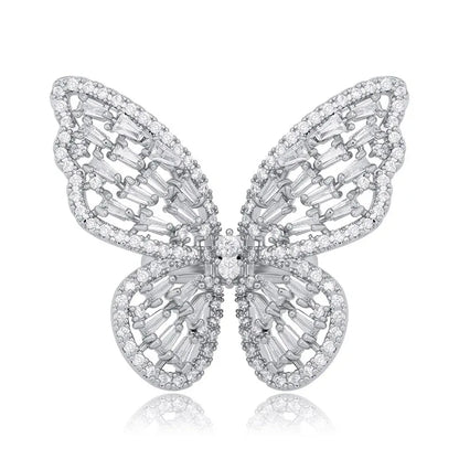 Iced Out Butterfly Open Ring | Adjustable Butterfly Motif Band | Caratix