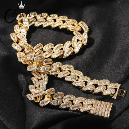 CARÁTIX 15mm Round Cuban Link Chain Necklace – Claw Setting 3A+ CZ Iced Out Hip Hop Bling Jewelry for Men | Miami Rapper Gift