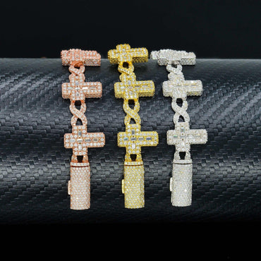 15mm Moissanite Cross Cuban Link Chain – S925 Sterling Silver Iced-Out Hip Hop Streetwear Necklace - CaratixJewelry