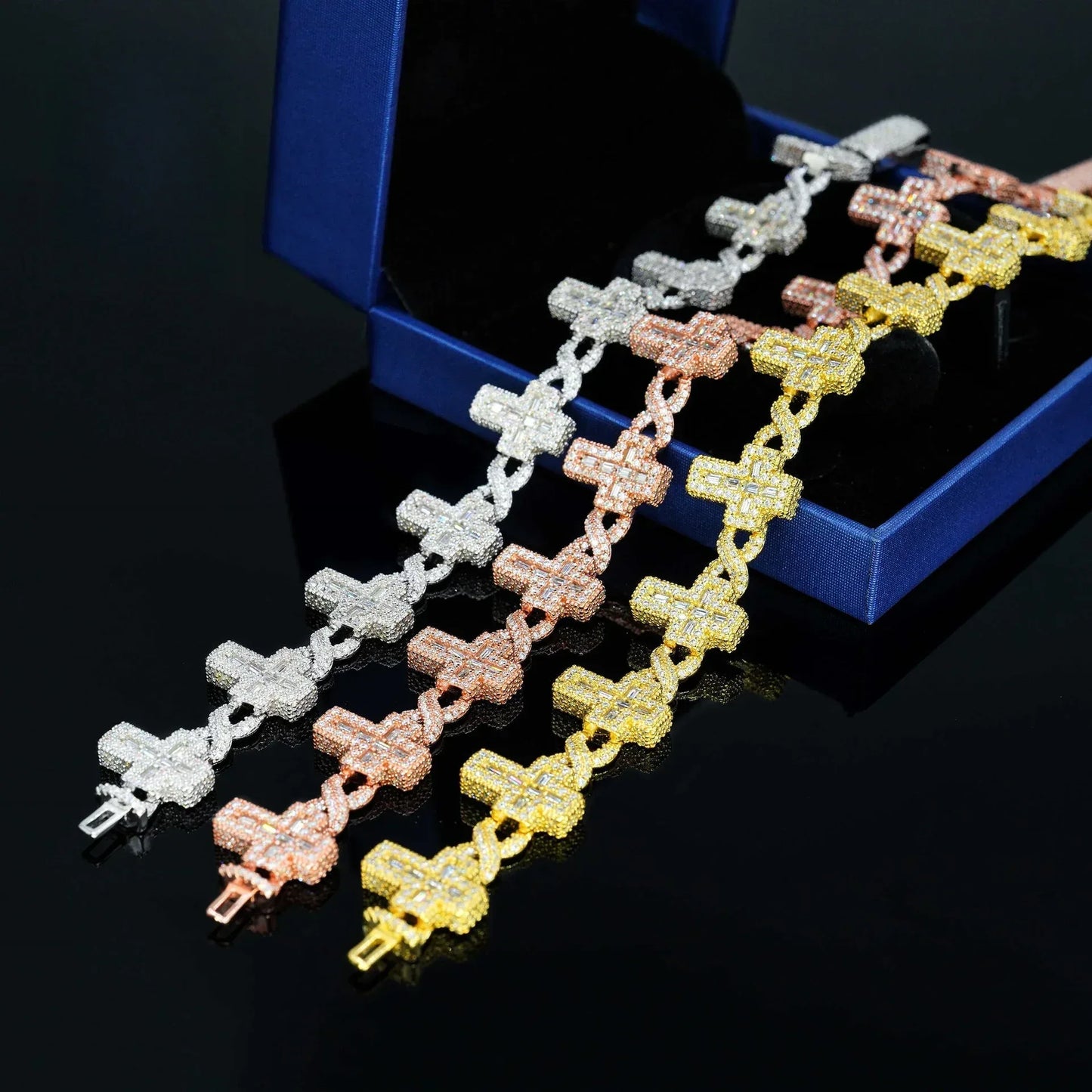 15mm Moissanite Cross Cuban Link Chain – S925 Sterling Silver Iced-Out Hip Hop Streetwear Necklace - CaratixJewelry
