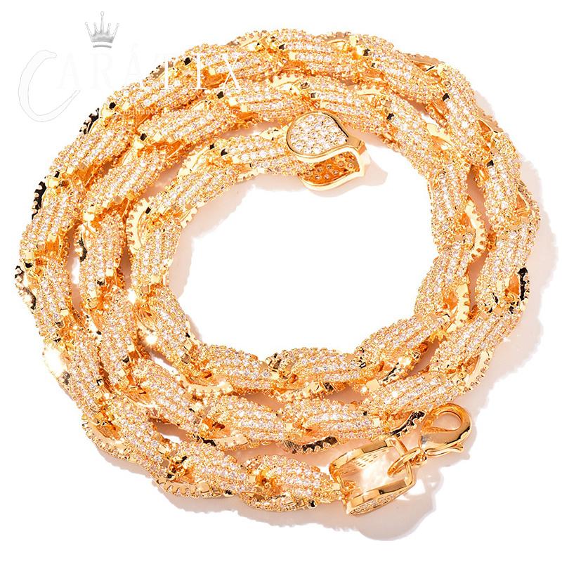 CARÁTIX - Hip Hop Full 5A+ CZ Stone Bling Ice Out Twist Link Chain Necklaces for Men Rapper Jewelry Golden Silver Color Valentine's Day Gift for Men & Girls & Boys Mothers' Day Gift #Springtok