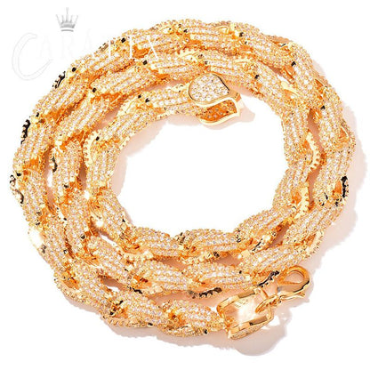 CARÁTIX - Hip Hop Full 5A+ CZ Stone Bling Ice Out Twist Link Chain Necklaces for Men Rapper Jewelry Golden Silver Color Valentine's Day Gift for Men & Girls & Boys Mothers' Day Gift #Springtok