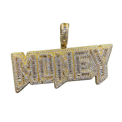 Money Iced Out Letter  Pendant Necklace – Custom Hip Hop Jewelry for Men