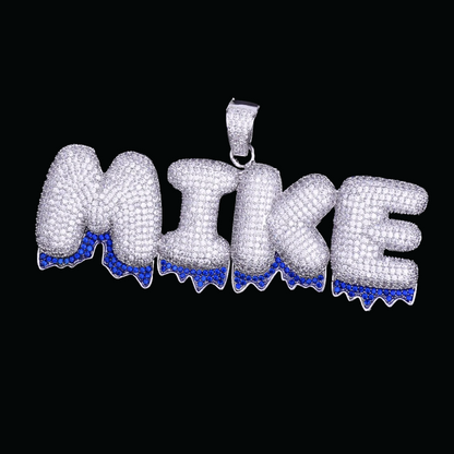 Collar con colgante personalizado con nombre personalizado y acabado azul helado