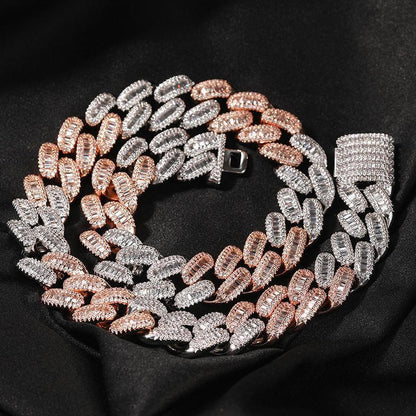 CARÁTIX 15mm Square CZ Cuban Chain | Claw Set Iced Out Hip Hop Necklace for Men (14"-20") - CaratixJewelry