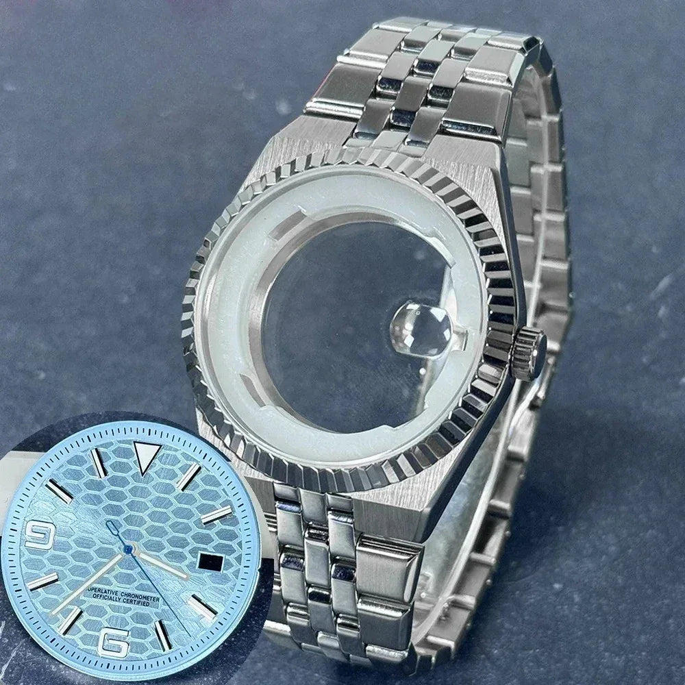 40mm Land-Dweller Watch Case & Dial Kit | Fits NH35 Miyota 8215 | 316L Stainless Steel Automatic Mechanical Case | Custom Iced Out Watch Base | Caratix