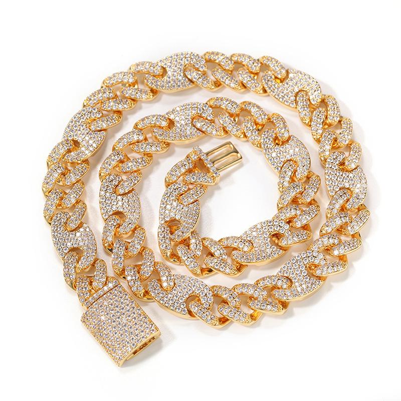CARÁTIX Coffee Bean Cuban Link Chain Necklace – AAA CZ Iced Out Hip Hop Bling Jewelry for Men | Micro Paved Rapper Gift