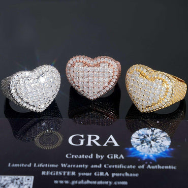 Princess-Cut Moissanite Heart Ring | S925 Silver Hip Hop Fashion Jewelry - CaratixJewelry