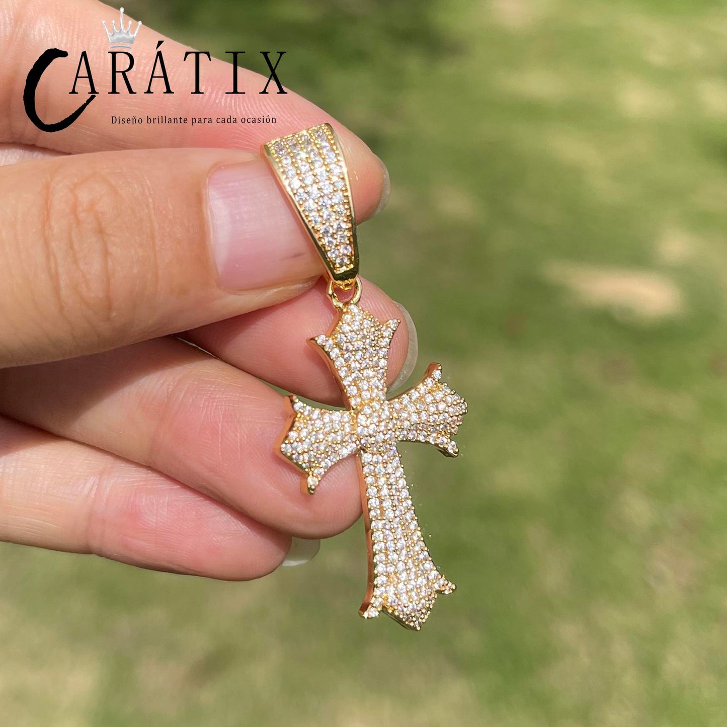 CARÁTIX Iced Out Cross Pendant Necklace – CZ Hip Hop Jewelry for Women & Men