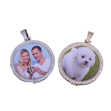 Round Tennis-Style Custom Photo Pendant Necklace – Iced Out Hip Hop Jewelry