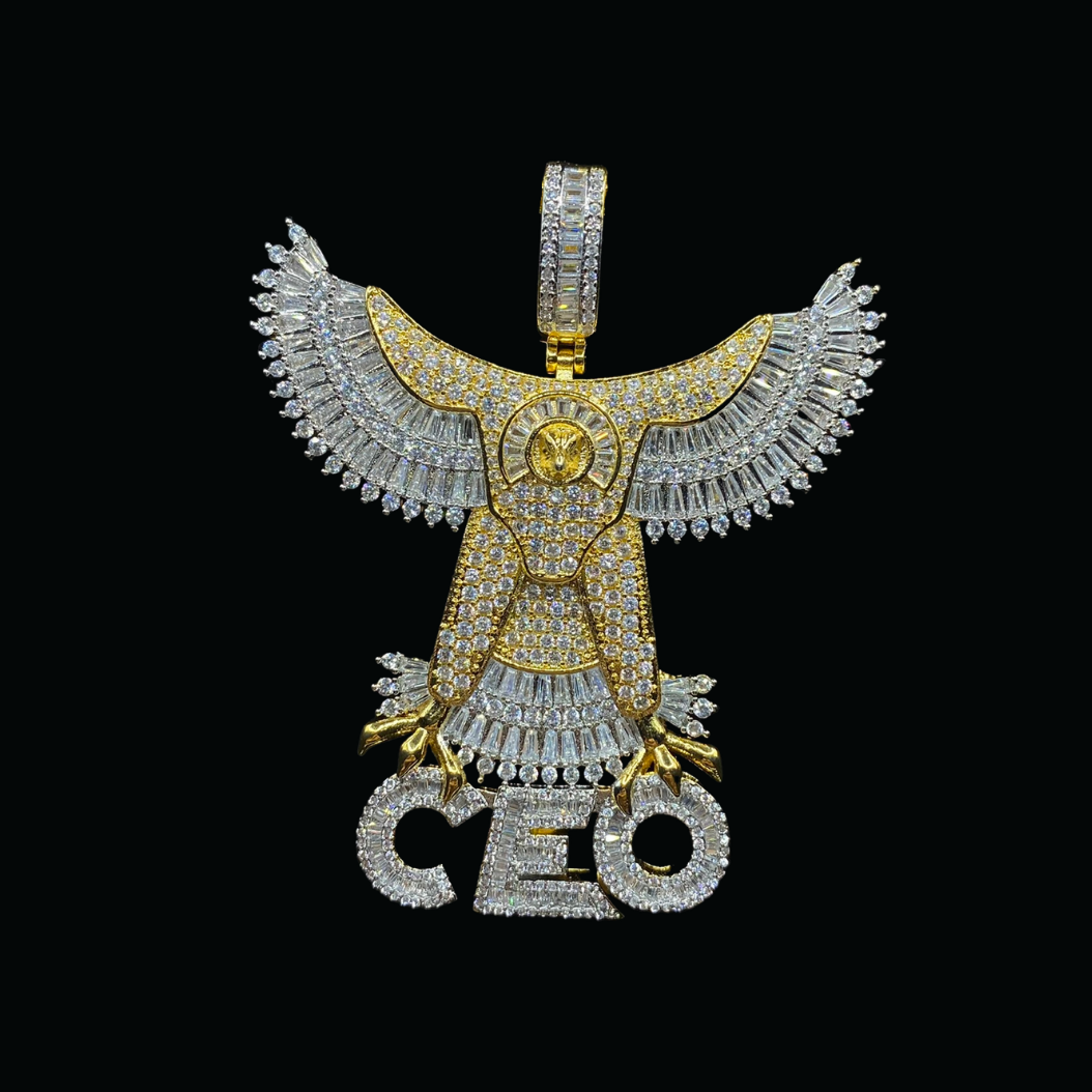 Eagle CEO Iced Out Letter Diamond Pendant Necklace – Custom Hip Hop Jewelry for Men