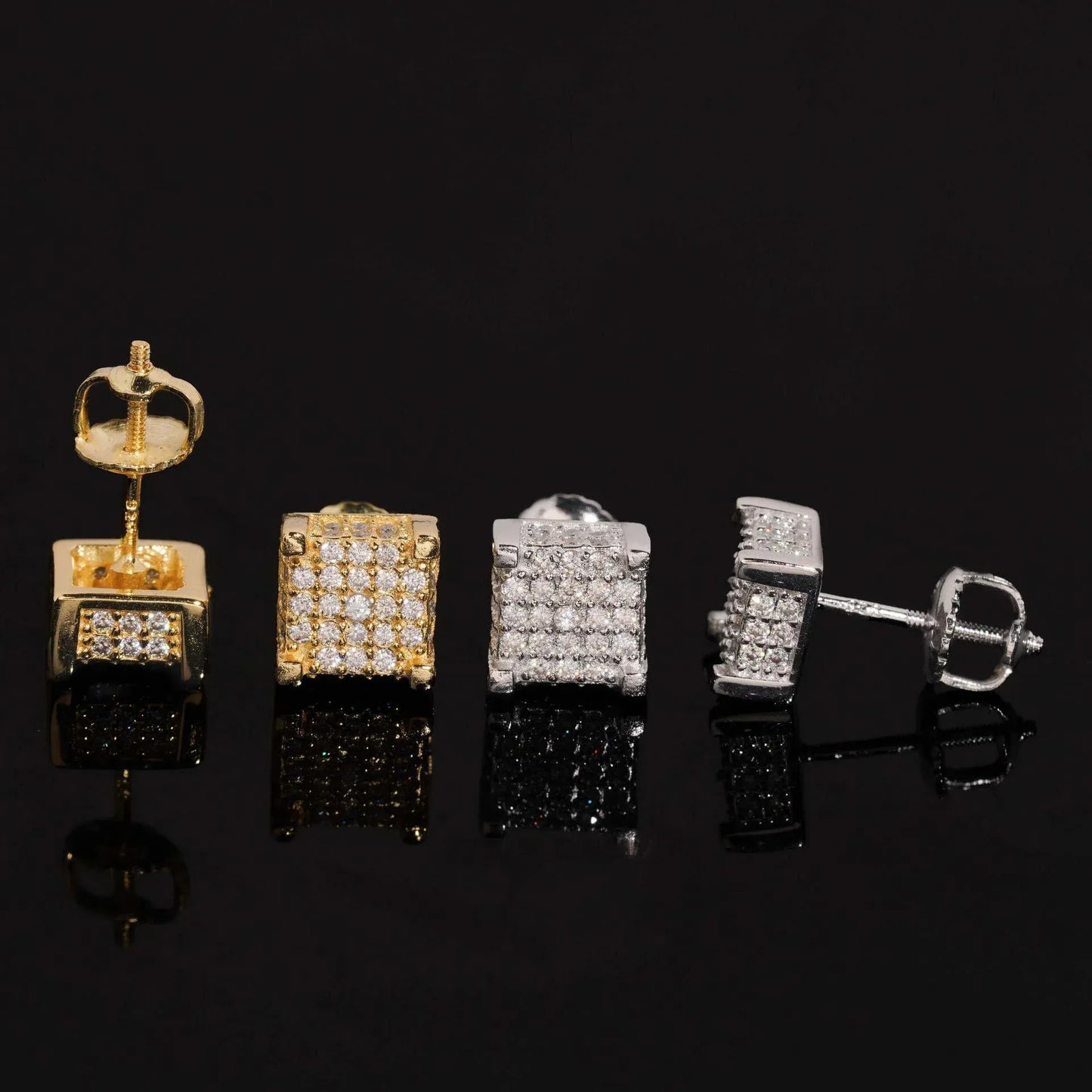 S925 Silver Square Pavé Moissanite Inspired Earrings - CaratixJewelry