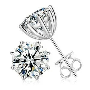 18K White Gold Over Solid 925 Silver Genuine VVS Moissanite - CaratixJewelry