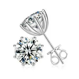 18K White Gold Over Solid 925 Silver Genuine VVS Moissanite - CaratixJewelry