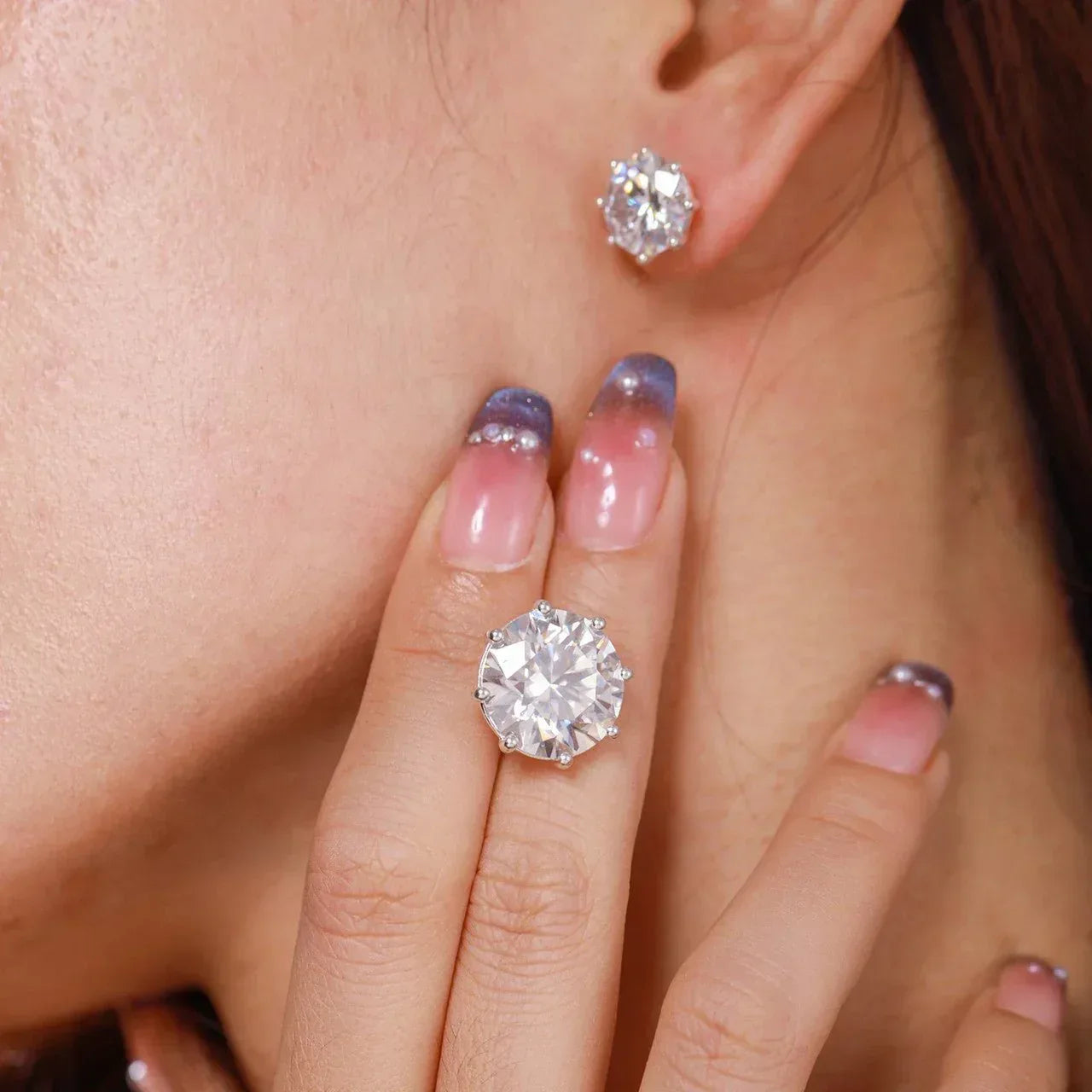 18K White Gold Over Solid 925 Silver Genuine VVS Moissanite - CaratixJewelry