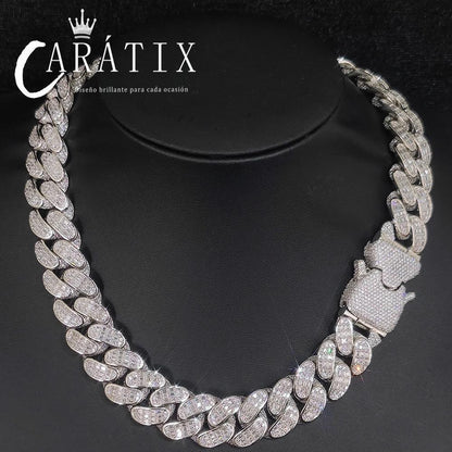 18MM 3-Row Cuban Chain Necklace – Hip Hop Iced - CaratixJewelry