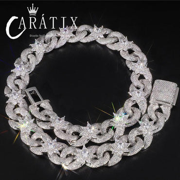 18mm Big Hip Hop CZ Stone Iced Out Flower Infinity Cuban Chain Necklace - CaratixJewelry
