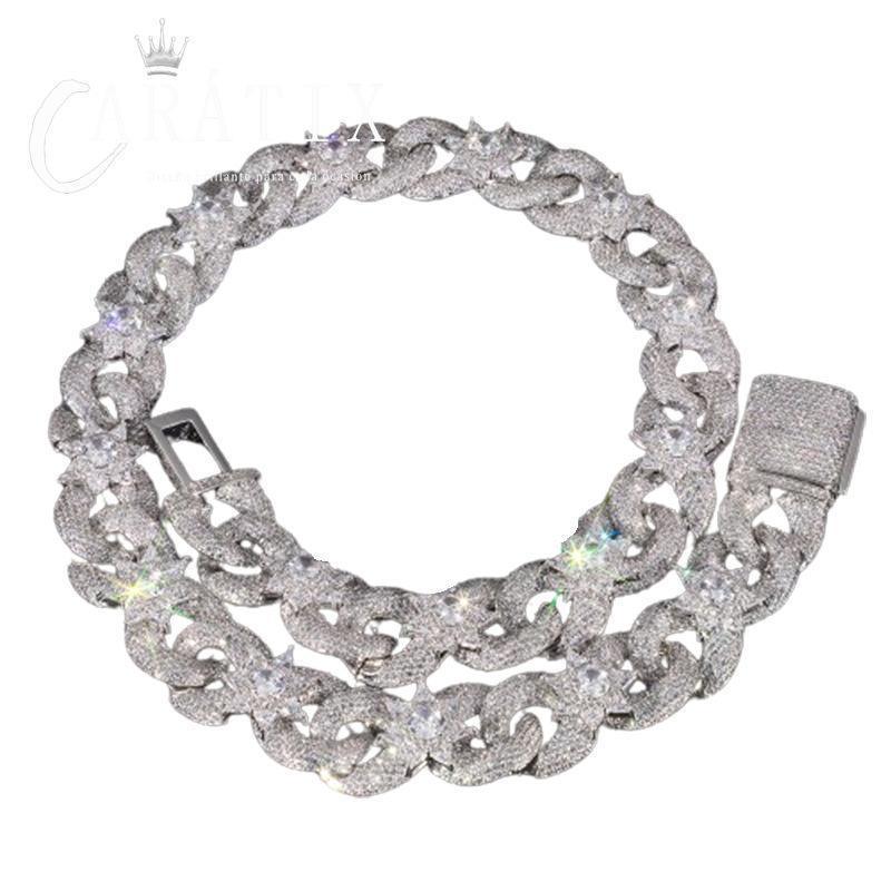18mm Big Hip Hop CZ Stone Iced Out Flower Infinity Cuban Chain Necklace - CaratixJewelry