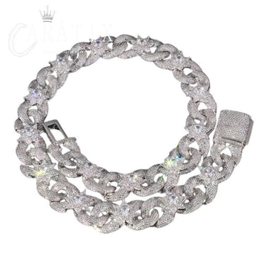 18mm Big Hip Hop CZ Stone Iced Out Flower Infinity Cuban Chain Necklace - CaratixJewelry