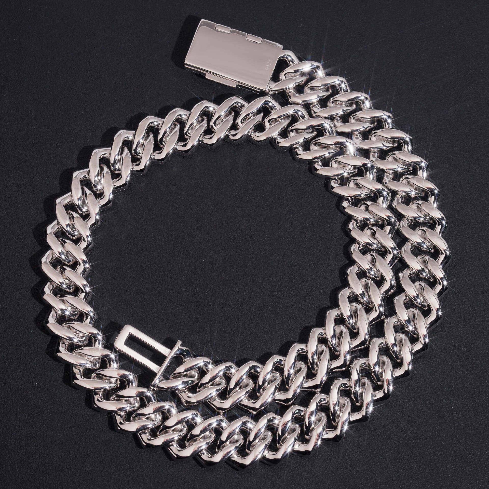 18mm Iced-Out Moissanite Cuban Link Chain – S925 Sterling Silver Hip Hop Streetwear Men’s Necklace - CaratixJewelry