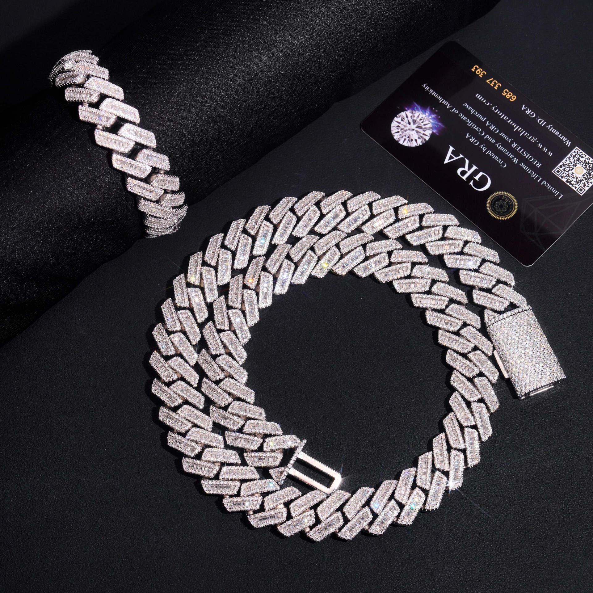 18mm Iced-Out Moissanite Cuban Link Chain – S925 Sterling Silver Hip Hop Streetwear Men’s Necklace - CaratixJewelry