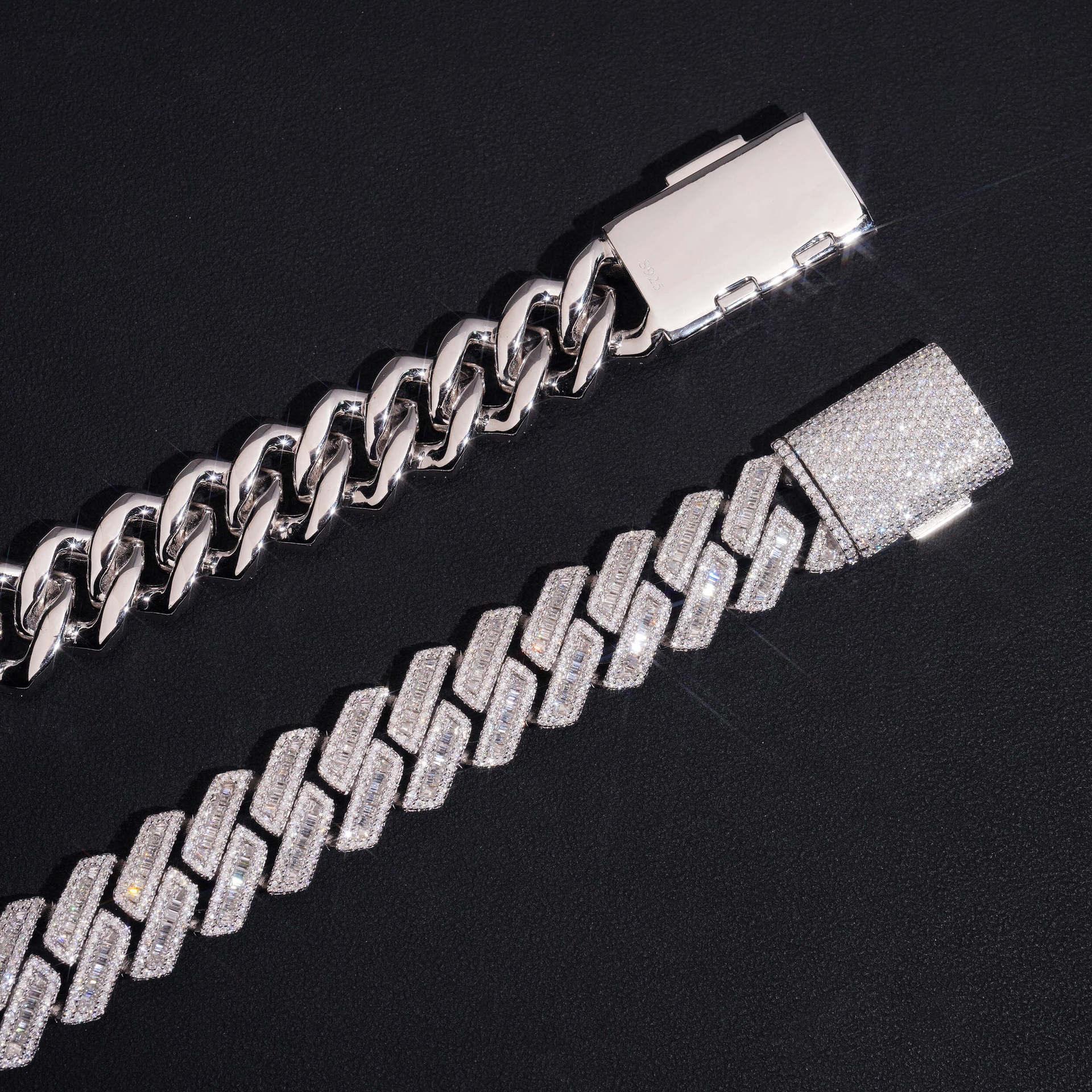 18mm Iced-Out Moissanite Cuban Link Chain – S925 Sterling Silver Hip Hop Streetwear Men’s Necklace - CaratixJewelry
