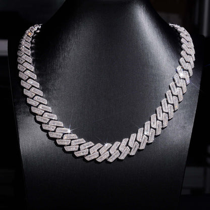 18mm Iced-Out Moissanite Cuban Link Chain – S925 Sterling Silver Hip Hop Streetwear Men’s Necklace - CaratixJewelry