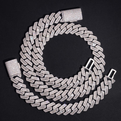 18mm Iced-Out Moissanite Cuban Link Chain – S925 Sterling Silver Hip Hop Streetwear Men’s Necklace - CaratixJewelry