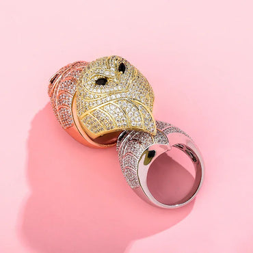 Men's Iced Out Owl Ring | 3D Sculpted Bird Motif Signet | Caratix